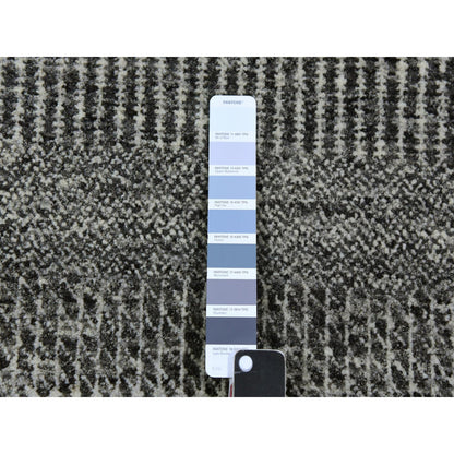 3'X5' Graphite Gray Grass Design Pure Undyed Wool Hand Knotted Rug