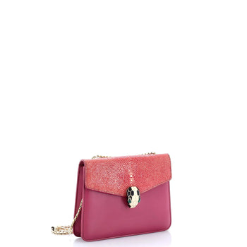 Bvlgari Serpenti Forever Square Shoulder Bag Leather And Stingray Small