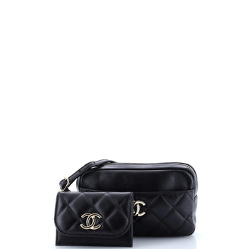 Chanel Cc Front Pocket Waist Bag Quilted Lambskin
