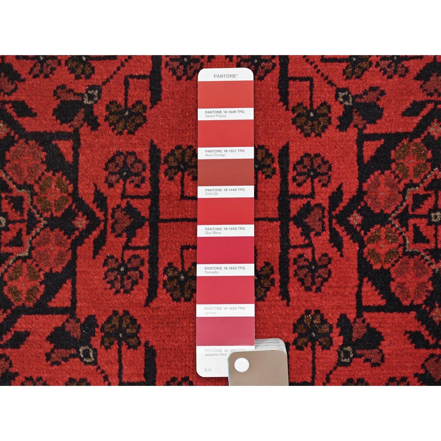 4'2"X6'5" Red Afghan Andkhoy Wool Hand Knotted Oriental Rug
