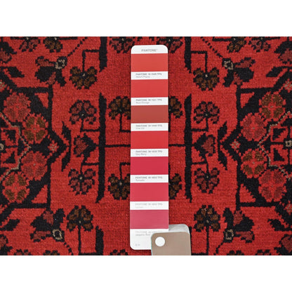 4'2"X6'5" Red Afghan Andkhoy Wool Hand Knotted Oriental Rug