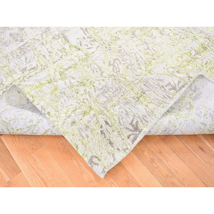 9'X11'9" Gray Hand Knotted Wool And Silk Transitional/Modern Design Rug