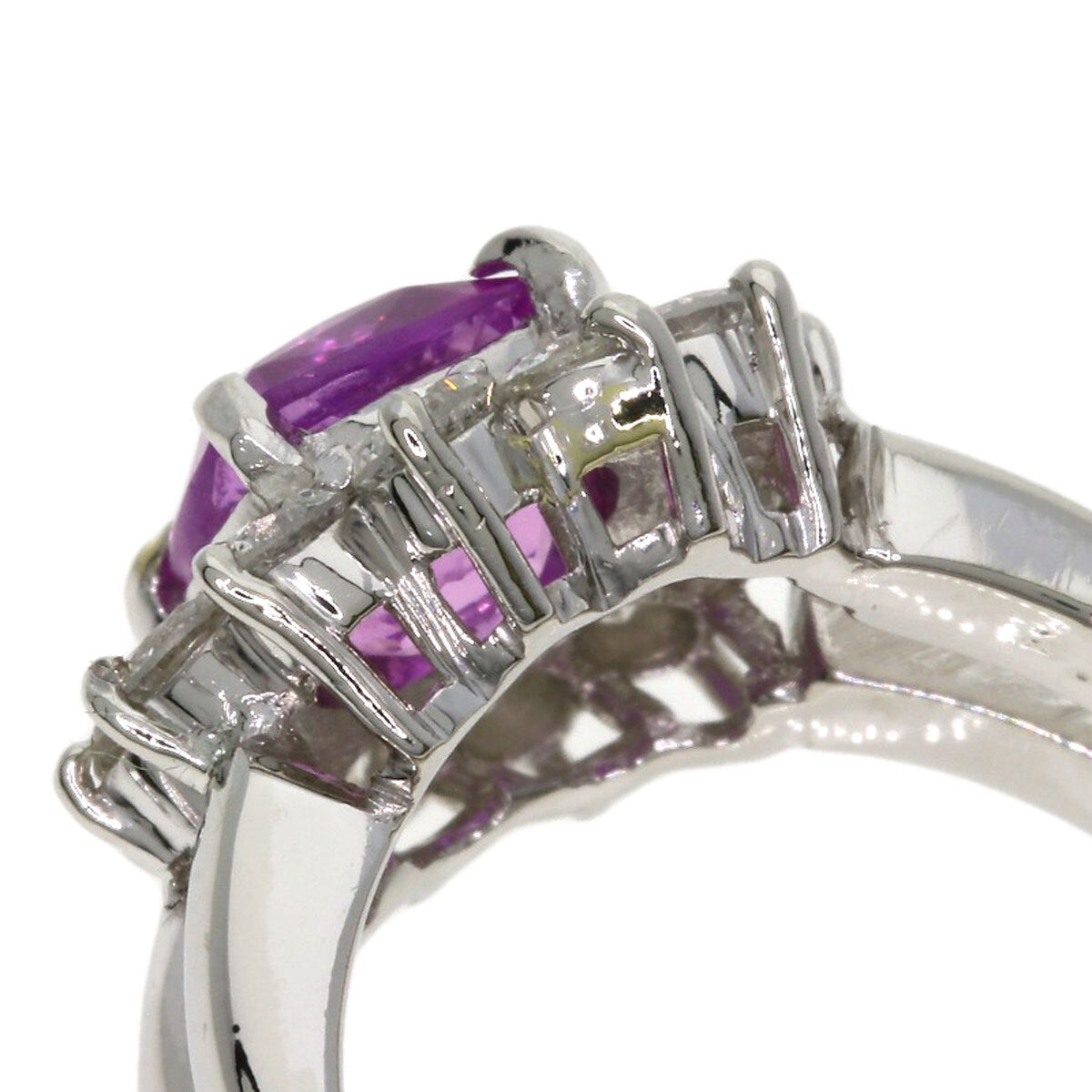 2.17Ct Pink Sapphire Ring Platinum Pt900 11G