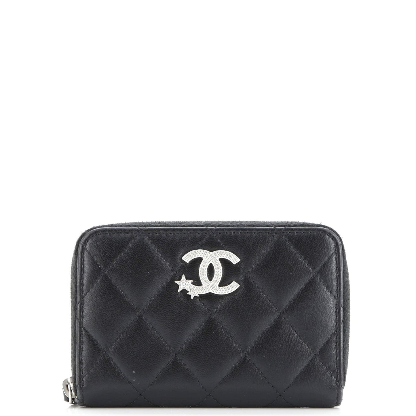 Chanel Cc Stars Zip Coin Purse Quilted Lambskin Small