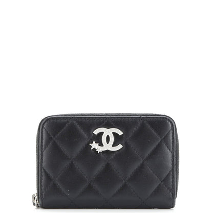 Chanel Cc Stars Zip Coin Purse Quilted Lambskin Small