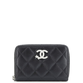 Chanel Cc Stars Zip Coin Purse Quilted Lambskin Small