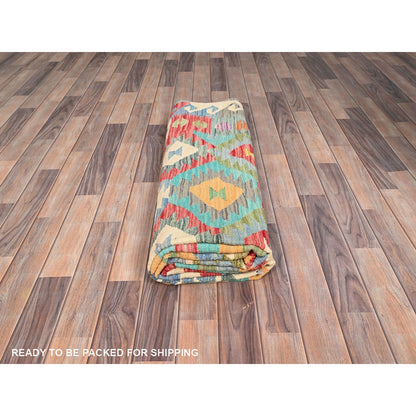 6'7"X9'9" Colorful Soft Wool Hand Woven Afghan Kilim Reversible Rug
