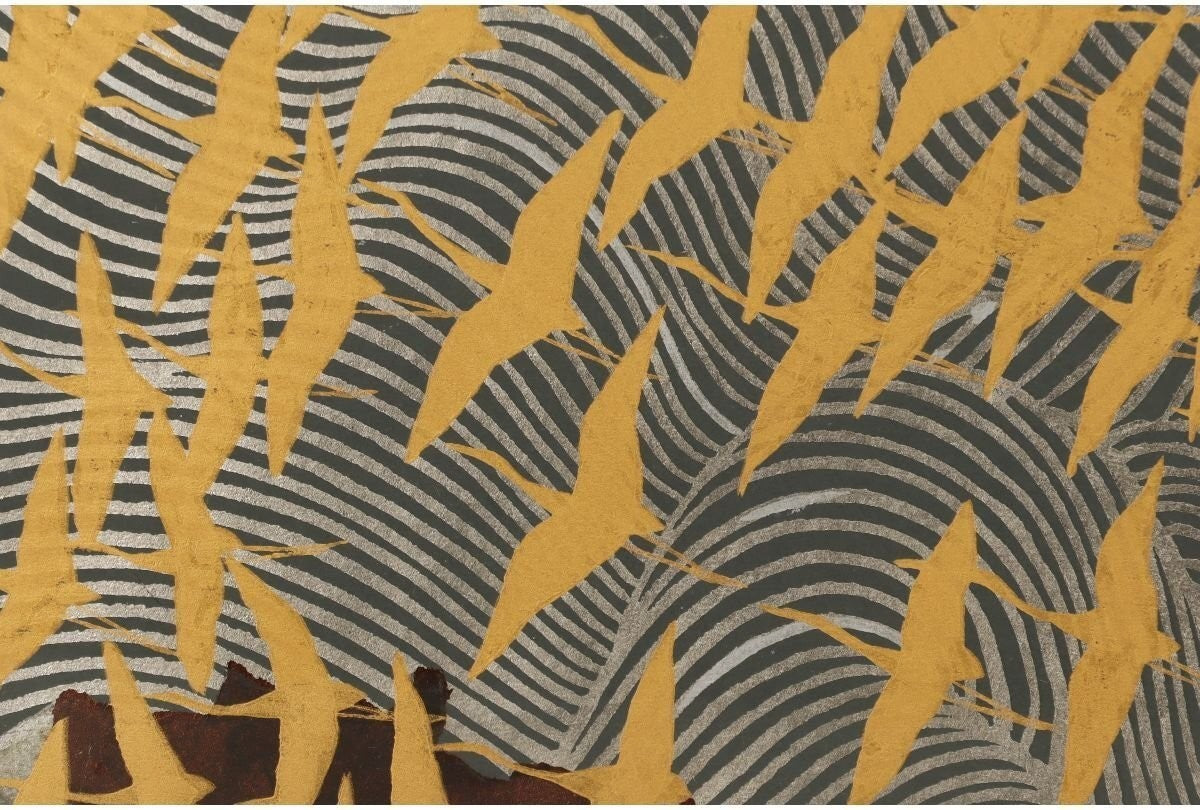 Matazo Kayama "Waves and Cranes - Fortune," silkscreen print, hand-signed