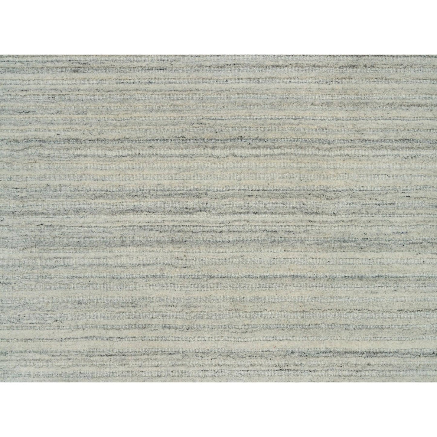 10'1"X14' Old Wood White Hand Loomed Plain Modern Design Undyed Wool Rug