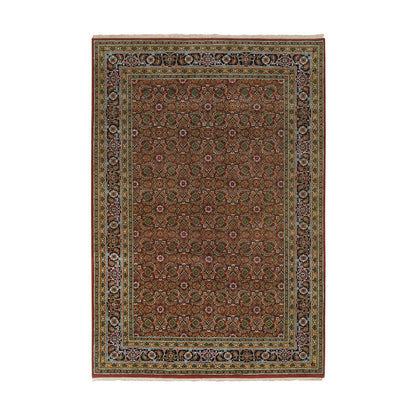 6'1"X9' Red Herrita Design Wool/Silk 175 Kpsi Hand Knotted Rug