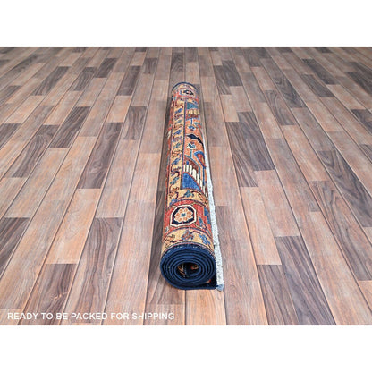 4'1"X6'2" Blue Heris Vegetable Dyes Design Extra Soft Wool Oriental Rug