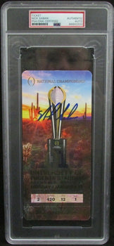 Nick Saban Autographed 2016 National Championship Full Ticket Slab Psa/Dna