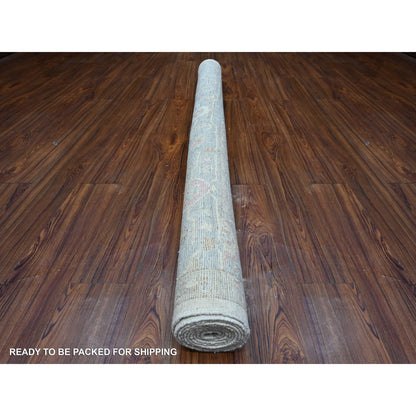 6'3"X9' Timberwolf Gray Wool Weft Afghan Angora Oushak Oriental Rug