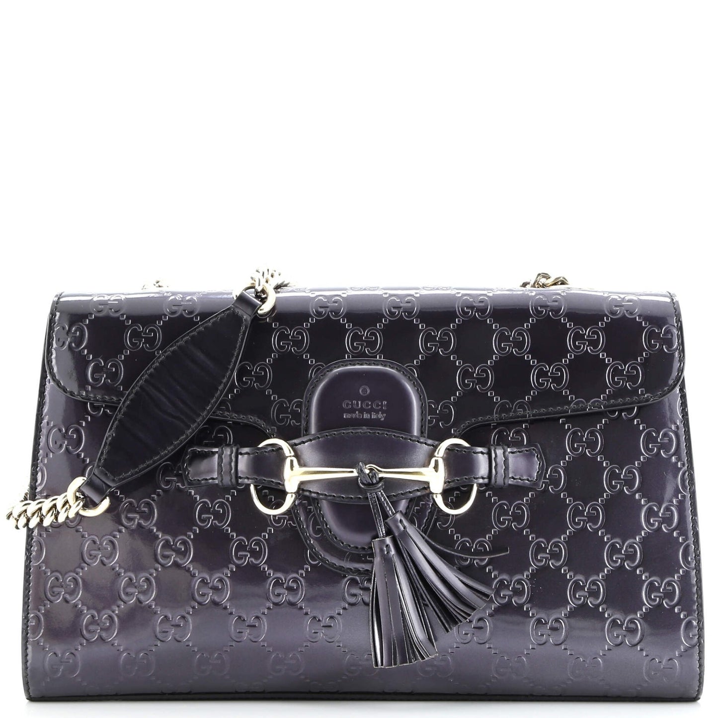 Gucci Emily Chain Flap Bag Guccissima Patent Medium