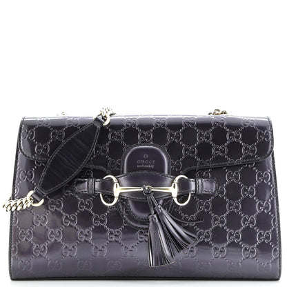 Gucci Emily Chain Flap Bag Guccissima Patent Medium