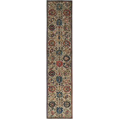 3'X14' Light Brown All Over Design Soft Wool Hand Knotted Runner Rug