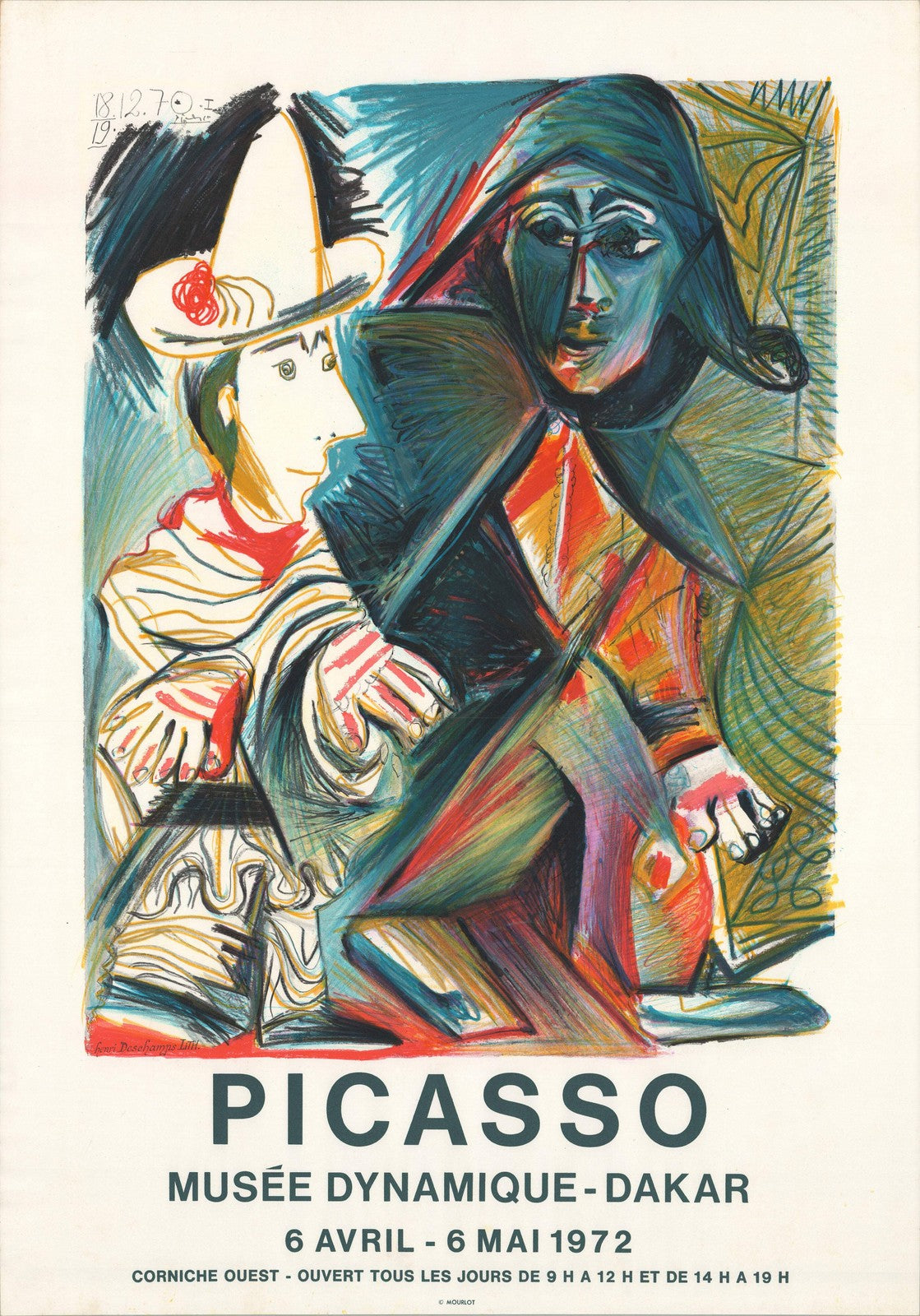 Picasso Pablo Dakar 30" x 21" Lithograph Cubism Multicolor 1972