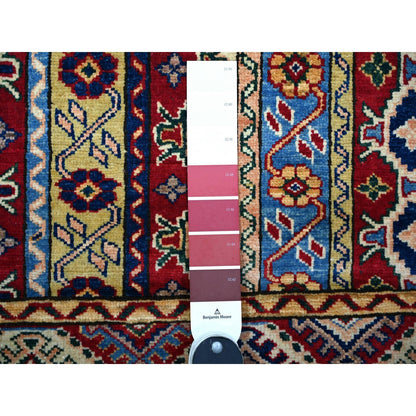 5'4"X7'7" Vermilion Red Hand Knotted Afghan Super Kazak Shawl Wool Rug