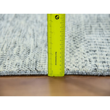 2'5"X26'3" Wales Gray Modern Tone On Tone Grass Design Wool Xl Runner Rug