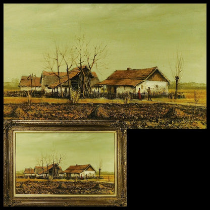 Imre Puskas Oil Painting "Road Home" M25 Hungarian Modern Art Framed Signed