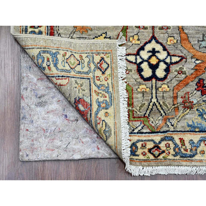 3'X15'5" Gray Peshawar Bijar Garus Design Wool Hand Knotted Runner Rug
