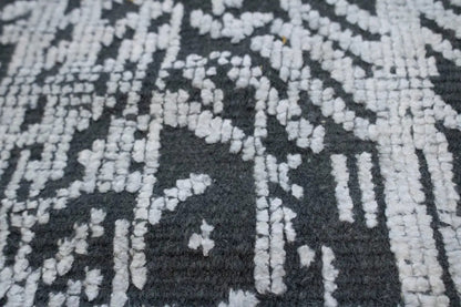 8x10 Hand-Carved Dark Grey Wool Modern Oriental Rug High-Low Relief Carpet