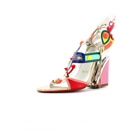 Christian Louboutin Womens Papagaya Levita Wedge Sandals Leather