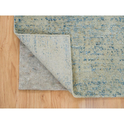 2'6"X8 Gray Modern Jacquard Hand Loomed Wool And Silk Runner Oriental Rug