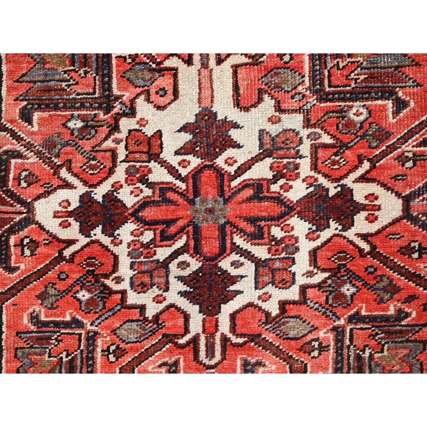 8'X12'2" Rosewood Red Wool Hand Knotted Antique Zoroastrian Heris Rug