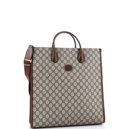 Gucci Vertical Structured Top Handle Open Tote Gg Coated Canvas Medium