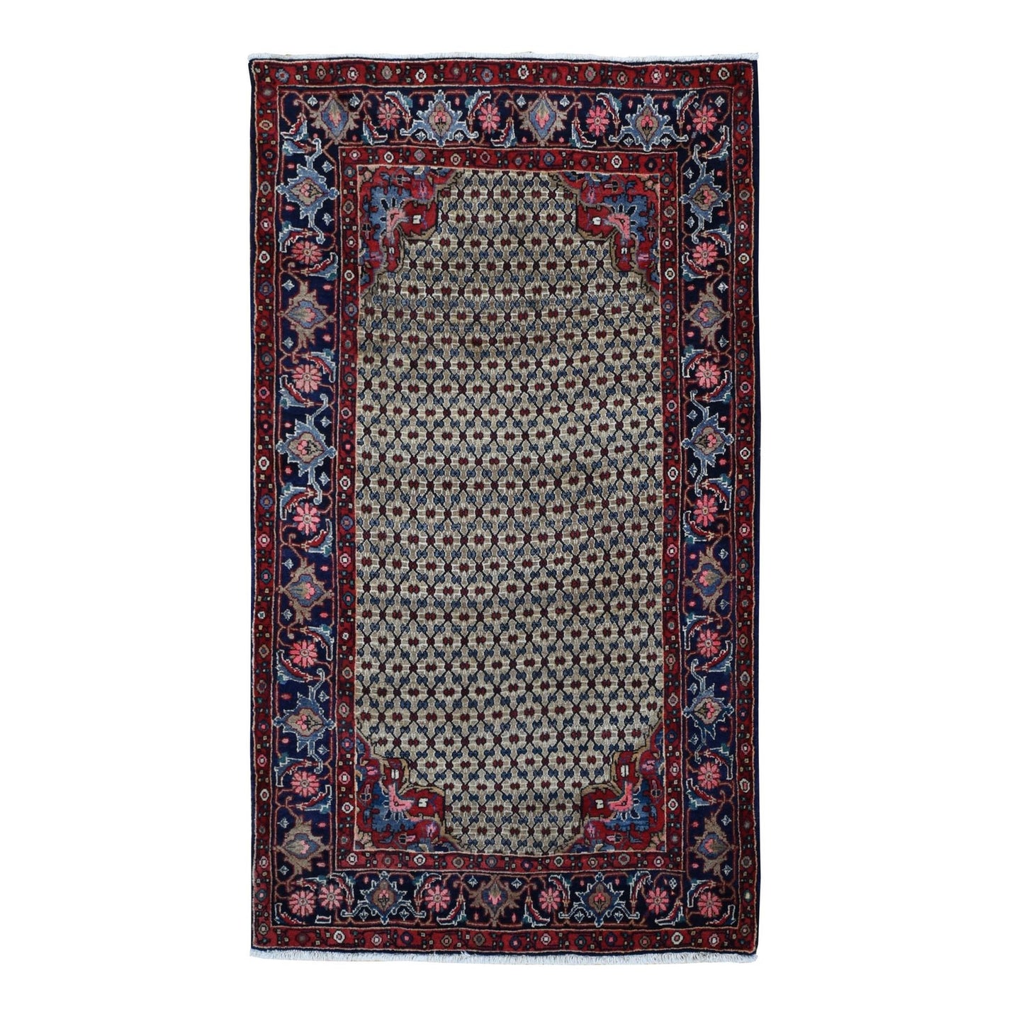 4'4"X7'9" Brown New Zoroastrian Serrib Pure Wool Hand Knotted Rug