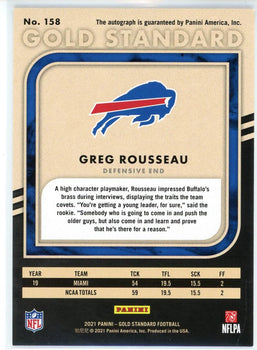 Greg Rousseau Autographed 2019 Panini Gold