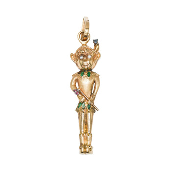 14K Yellow Gold Multi Stone Elf Pendant, 30.7Gr