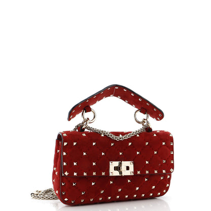Valentino Garavani Rockstud Spike Flap Bag Quilted Suede Small