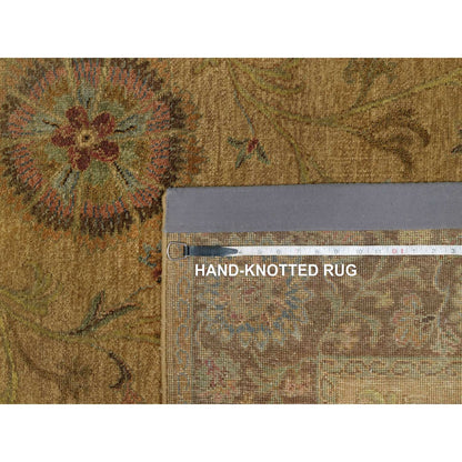 5'5"X5'10" Brown Botanical Design Himalayan Wool Hand Knotted Square Rug