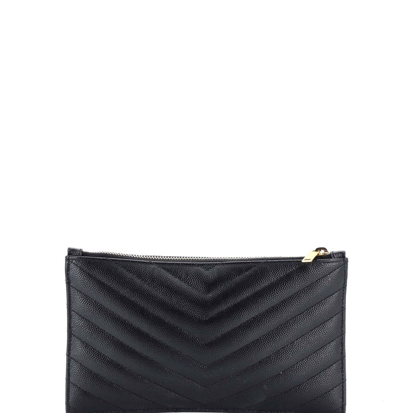 Saint Laurent Classic Monogram Zip Bill Pouch Matelasse Chevron Leather Medium