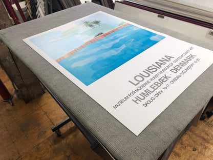 Green DAVID HOCKNEY Pool and Steps 33.5" x 24.5" Poster 2021 Pop Art Red Blue