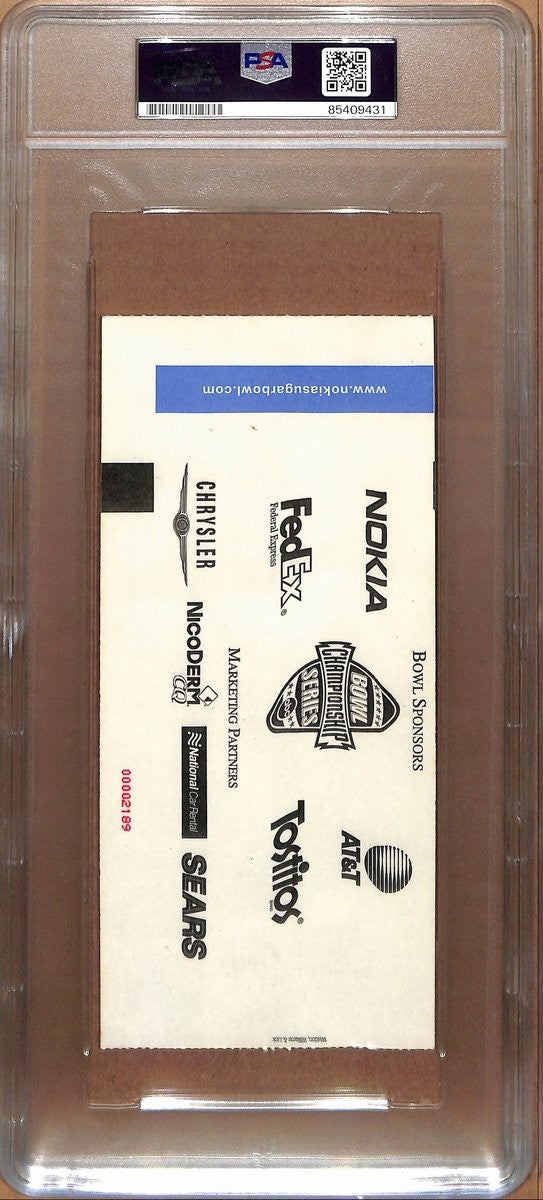 Bobby Bowden/Frank Beamer Signed/Auto 2000 Sugar Bowl Full Ticket Psa/Dna 194192