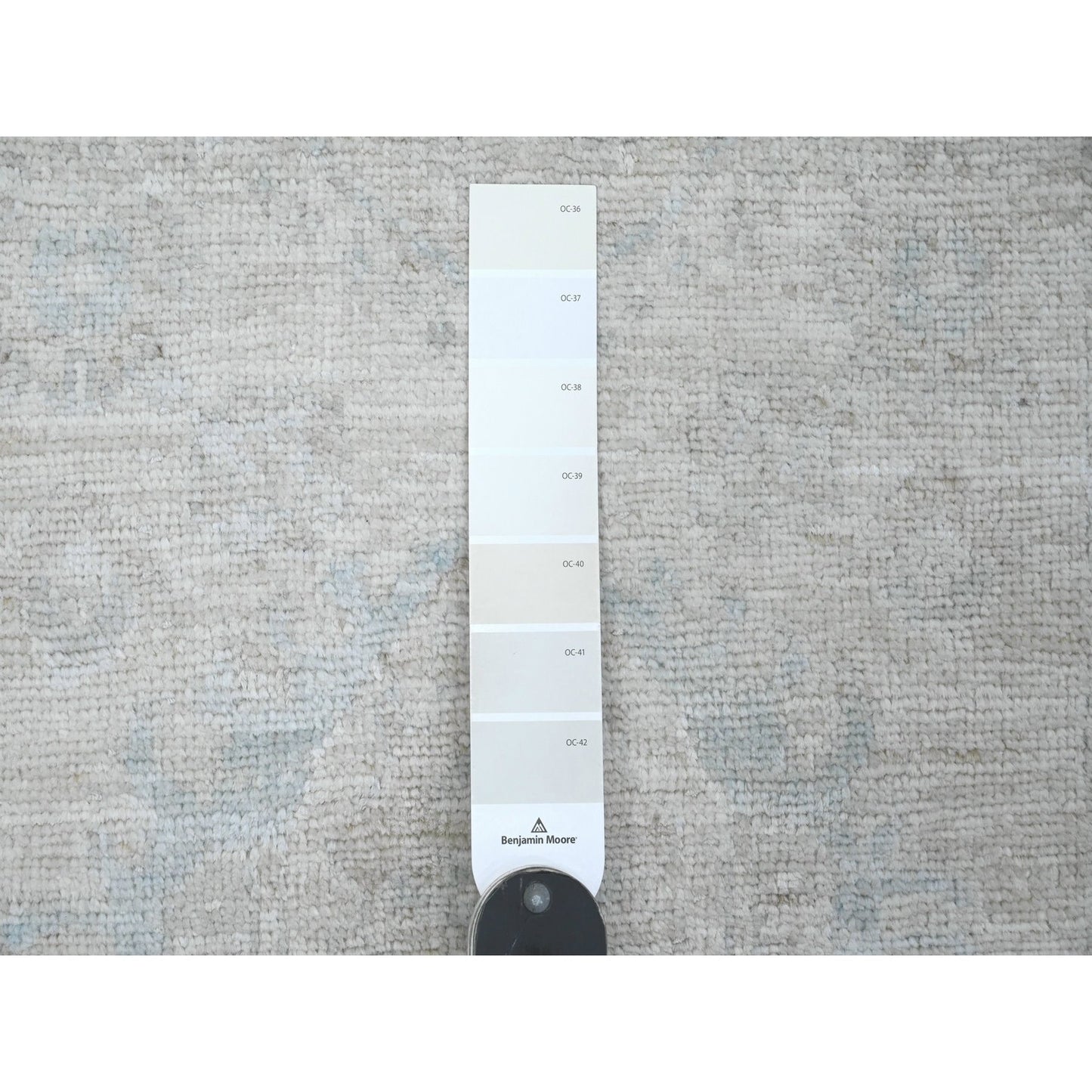 2'7"X18'9" White Wash Peshawar Leaf Design Hand Knotted Wool Runner Rug