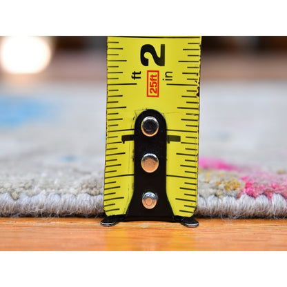 2'1"X3' Sari Silk With Textured Wool Oushak Influence Handknotted Mat Rug