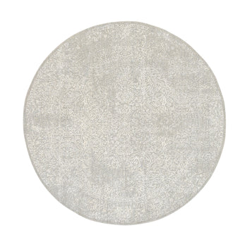6'X6' Beige Wool And Silk Hand Loomed Fine Jacquard Round Rug