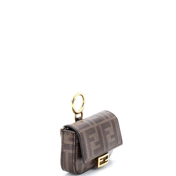 Fendi Chain Baguette Charm Bag Zucca Coated Canvas Nano