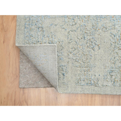 12'X15'1" Gray Wool And Silk Jacquard Hand Loomed Tebraz Oversized Rug