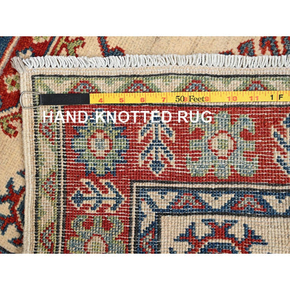 2'7"x15'10" Ivory Kazak Geometric Design Rug Hand Knotted Wool XL Runner