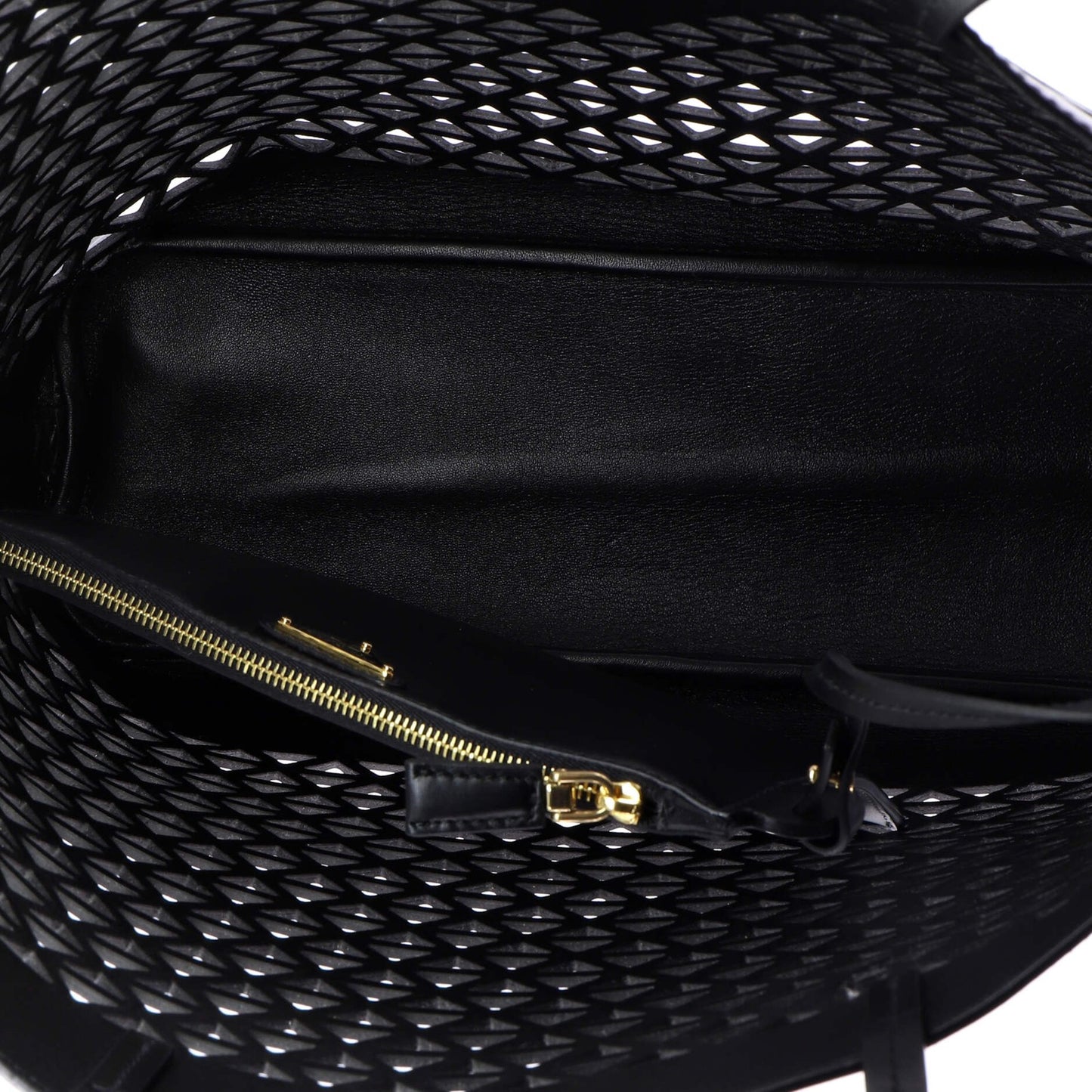 Prada Triangle Logo Shopper Tote Laser Cut Leather Medium