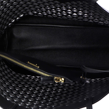 Prada Triangle Logo Shopper Tote Laser Cut Leather Medium