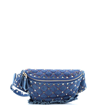 Valentino Garavani Rockstud Spike Belt Bag Quilted Denim