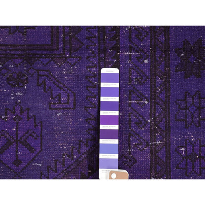 3'4"X8'7" Indigo Overdyed Vintage Amadan Pure Wool Handmade Runner Rug