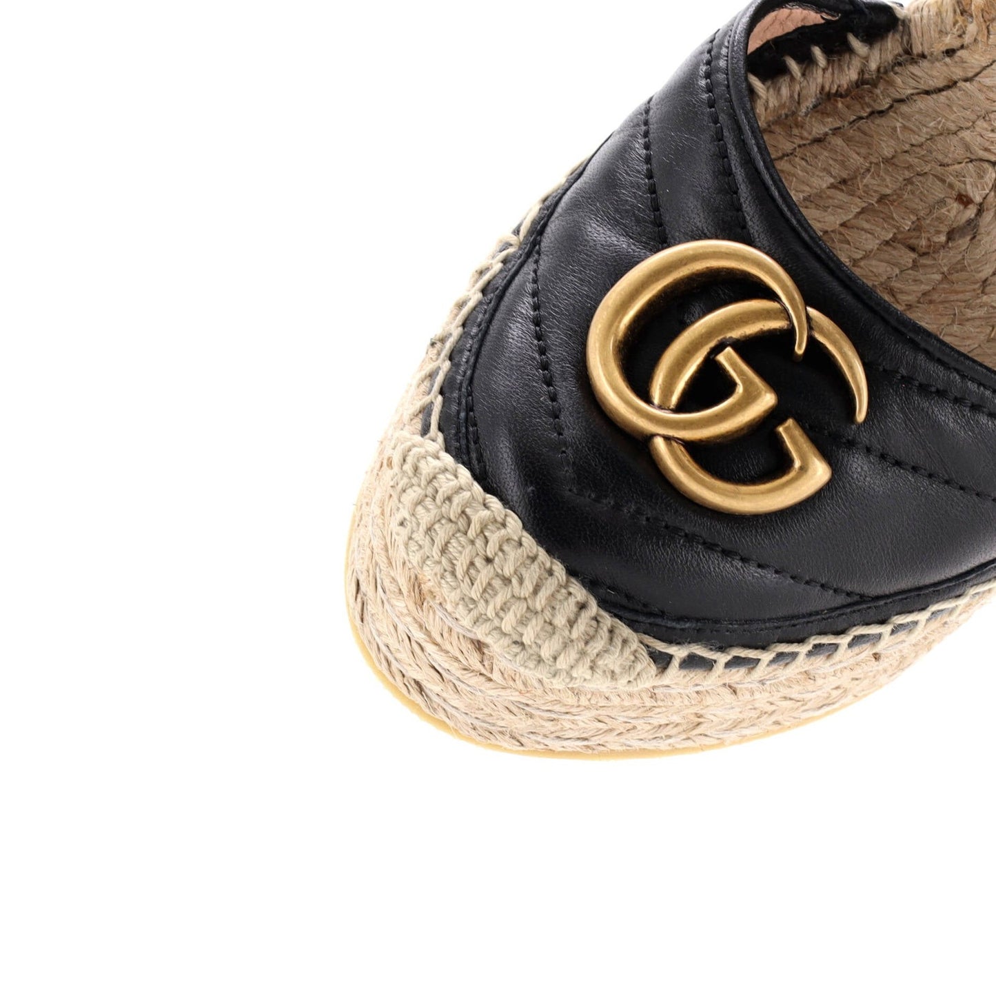 Gucci Women'S Gg Marmont Wedge Espadrilles Matelasse Leather