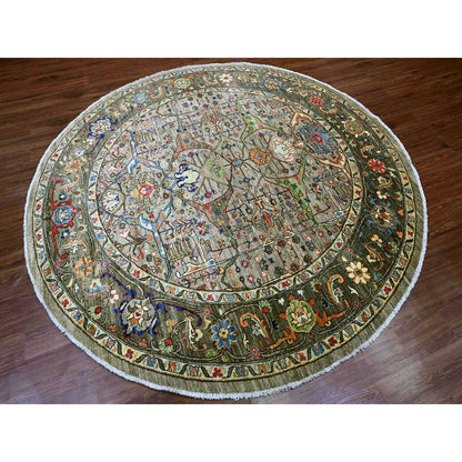 8'X8' Gray Bijar Garus Design Aryana Grade Hand Knotted Wool Round Rug